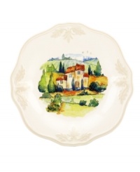Lenox combines the vintage style of Butler's Pantry dinnerware with a quaint Italian landscape in the utterly charming Tuscan Village accent plates. An elegant classic for casual dining with a raised leaf design and fluted edge in creamy shades of ivory. Lenox combines the vintage style of Butler's Pantry dinnerware with a quaint Italian landscape in the utterly charming Tuscan Village accent plates. An elegant classic for casual dining with a raised leaf design and fluted edge in creamy shades of ivory.