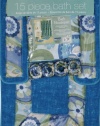 Home Dynamix 343-336 Bath Boutique Poly-Acrylic 15-Piece Bathroom Set, Blue/Multi-Colored