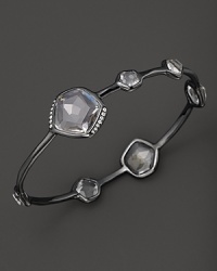 Clear quartz is accented with diamonds in this sterling silver bangle from Ippolita. Clear quartz is accented with diamonds in this sterling silver bangle from Ippolita.