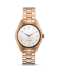 Make this rose gold-plated stunner from kate spade new york a go-to to add practicality to your portfolio. This watch boasts a polished look, so wear it to finish crisp, tailored styles. Make this rose gold-plated stunner from kate spade new york a go-to to add practicality to your portfolio. This watch boasts a polished look, so wear it to finish crisp, tailored styles.