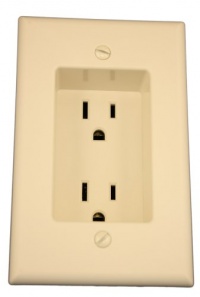 Leviton 689-T 15 Amp 1-Gang Recessed Duplex Receptacle, Residential Grade, with Screws Mounted to Housing, Light Almond Leviton 689-T 15 Amp 1-Gang Recessed Duplex Receptacle, Residential Grade, with Screws Mounted to Housing, Light Almond