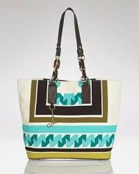 Perfect prints with this tote bag from Milly. It boasts a bold look and practical daytime shape, making it an ideal choice for the girl about town. Perfect prints with this tote bag from Milly. It boasts a bold look and practical daytime shape, making it an ideal choice for the girl about town.