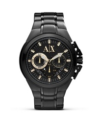Upgrade your wrist wear with Armani Exchange. A sure statement, this stainless steel timepiece flaunts advanced movement, a three-eye chronograph dial, and a hard-wearing design. Upgrade your wrist wear with Armani Exchange. A sure statement, this stainless steel timepiece flaunts advanced movement, a three-eye chronograph dial, and a hard-wearing design.