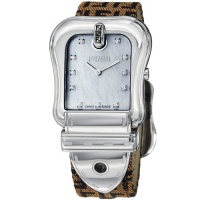 Fendi Women's F381142DF B. Fendi Brown Logo Embossed Fabric Strap Watch Fendi Women's F381142DF B. Fendi Brown Logo Embossed Fabric Strap Watch