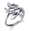 Sterling Silver 23mm Wide Cute Ivy Leaf Design Polished Finish 2mm Wide Band Ring Size 4, 5, 6, 7, 8, 9, 10