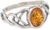 Sterling Silver Amber Celtic Love Knots Ring