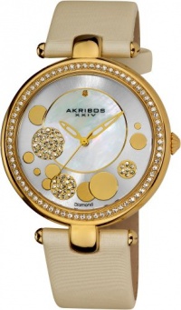 Akribos XXIV Women's AKR434WT Diamond Silver Sunray Diamond Dial Quartz Strap Watch Akribos XXIV Women's AKR434WT Diamond Silver Sunray Diamond Dial Quartz Strap Watch
