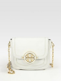 Rich pebble-grain leather defines this demure flap silhouette, finished with the iconic logo and a chain and leather shoulder strap.Chain and leather shoulder strap, 20½ drop Magnetic flap closure One outside open pocket under flap Protective metal feet One inside zip pocket Cotton lining 10½W X 9½H X 3D Imported Rich pebble-grain leather defines this demure flap silhouette, finished with the iconic logo and a chain and leather shoulder strap.Chain and leather shoulder strap, 20½ drop Magnetic flap closure One outside open pocket under flap Protective metal feet One inside zip pocket Cotton lining 10½W X 9½H X 3D Imported