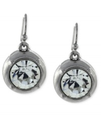 Circular chic. This pair of drop earrings from Jessica Simpson is crafted from silver-tone mixed metal with large glass crystal stones to ensure you're the center of attention. Approximate drop: 1-1/4 inches. Circular chic. This pair of drop earrings from Jessica Simpson is crafted from silver-tone mixed metal with large glass crystal stones to ensure you're the center of attention. Approximate drop: 1-1/4 inches.