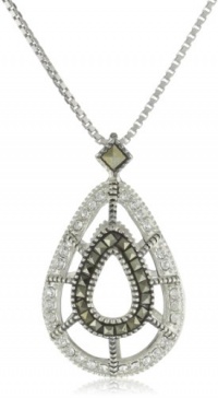 Judith Jack Caged In Item Sterling Silver and Swarovski Marcasite Open Tear Drop Pendant Necklace Judith Jack Caged In Item Sterling Silver and Swarovski Marcasite Open Tear Drop Pendant Necklace