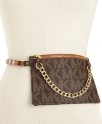 Streamline your style: this MICHAEL Michael Kors skinny belt features an added pouch that brings a glamorous touch to a functional look. Streamline your style: this MICHAEL Michael Kors skinny belt features an added pouch that brings a glamorous touch to a functional look.