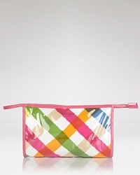 Hit print with this printed canvas cosmetic bag from kate spade new york. In pastel plaid, it's a bolder breed of beauty bag. Hit print with this printed canvas cosmetic bag from kate spade new york. In pastel plaid, it's a bolder breed of beauty bag.