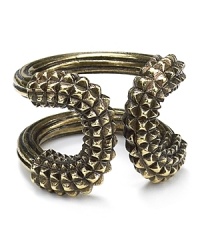 Edgy with a bold streak, this Giles & Brother ring channels industrial-inspiration, cast in antiqued brass with rich, textured details. Edgy with a bold streak, this Giles & Brother ring channels industrial-inspiration, cast in antiqued brass with rich, textured details.