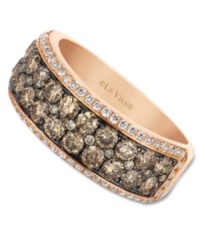 Two glittering rows of glamour. Le Vian's stunning band ring features round-cut chocolate diamonds (1-1/6 ct. t.w.) and white diamonds (1/3 ct. t.w.). Set in 14k rose gold. Size 7. Two glittering rows of glamour. Le Vian's stunning band ring features round-cut chocolate diamonds (1-1/6 ct. t.w.) and white diamonds (1/3 ct. t.w.). Set in 14k rose gold. Size 7.