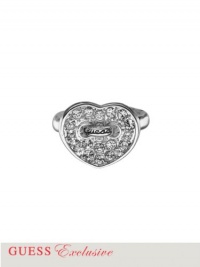 GUESS Silver-Tone Pavé Crystal Heart Ring, SILVER GUESS Silver-Tone Pavé Crystal Heart Ring, SILVER