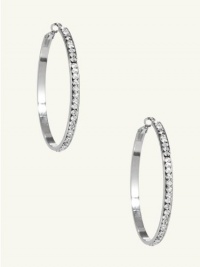 GUESS Rhinestone Hoop Earrings, SILVER GUESS Rhinestone Hoop Earrings, SILVER