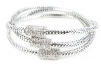 Jessica Simpson Set of 3 Elastic Silver Tone Bangle Bracelets