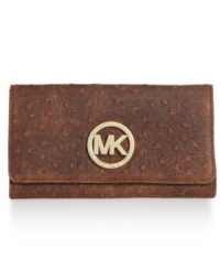 Get organized in the most exotic way with this ostrich-embossed leather lovely from MICHAEL Michael Kors. Sized-right to slip inside a handbag or be carried on its own, it boasts plenty of pockets to keep your currency safe and secure. Get organized in the most exotic way with this ostrich-embossed leather lovely from MICHAEL Michael Kors. Sized-right to slip inside a handbag or be carried on its own, it boasts plenty of pockets to keep your currency safe and secure.