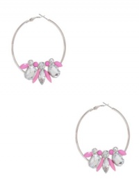 GUESS Silver-Tone Rhinestone Hoop Earrings, POP COLOR GUESS Silver-Tone Rhinestone Hoop Earrings, POP COLOR