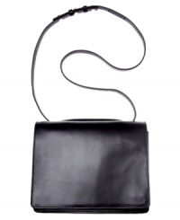 A sleek look ready to go from the workplace to dinner on the town. This BCBGMAXAZRIA shoulder bag features a smooth leather design with long shoulder strap. A sleek look ready to go from the workplace to dinner on the town. This BCBGMAXAZRIA shoulder bag features a smooth leather design with long shoulder strap.