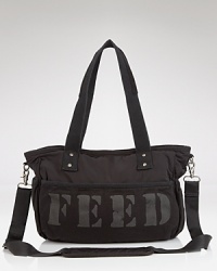DNKY partners with non-profit feed on this coolly designed diaper bag. Crafted of durable polyester with nylon trims, the tot tote flaunts multiple pockets and goes to support the organization's effort to end child hunger. DNKY partners with non-profit feed on this coolly designed diaper bag. Crafted of durable polyester with nylon trims, the tot tote flaunts multiple pockets and goes to support the organization's effort to end child hunger.