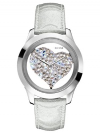 GUESS Women's U0113L1 Silver-Tone Crystal Heart Watch GUESS Women's U0113L1 Silver-Tone Crystal Heart Watch