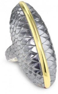 Elizabeth and James Audubon Sterling Silver and Plated 23K Gold Feather North and South Ring, Size 8 Elizabeth and James Audubon Sterling Silver and Plated 23K Gold Feather North and South Ring, Size 8