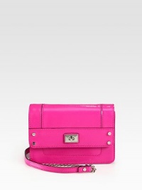This scintillating compact patent leather design with a detachable chain strap proves less is more. Detachable chain and leather shoulder strap, 23 dropTurn-lock flap closureOne inside zip pocketOne inside open pocketEight credit card slotsFully lined7½W X 5½H X 2DImported This scintillating compact patent leather design with a detachable chain strap proves less is more. Detachable chain and leather shoulder strap, 23 dropTurn-lock flap closureOne inside zip pocketOne inside open pocketEight credit card slotsFully lined7½W X 5½H X 2DImported