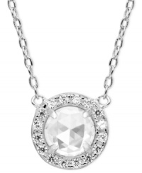 Let the elegance swim over you. CRISLU's mesmerizing dome-cut cubic zirconia stone is surrounded by micro-pave cubic zirconia (7/8 ct. t.w.). Crafted in platinum over sterling silver. Approximate length: 16 inches + 2-inch extender. Approximate drop: 1/3 inch. Let the elegance swim over you. CRISLU's mesmerizing dome-cut cubic zirconia stone is surrounded by micro-pave cubic zirconia (7/8 ct. t.w.). Crafted in platinum over sterling silver. Approximate length: 16 inches + 2-inch extender. Approximate drop: 1/3 inch.