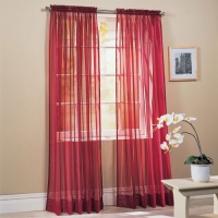 2 Piece Solid Burgundy Sheer Window Curtains/drape/panels/treatment 60w X 84l 2 Piece Solid Burgundy Sheer Window Curtains/drape/panels/treatment 60w X 84l