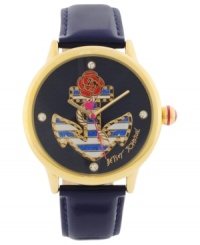 Set sail in nautical style with this Betsey Johnson leather watch. Set sail in nautical style with this Betsey Johnson leather watch.