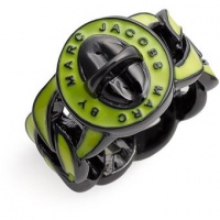 Marc by Marc Jacobs Stripey Enamel Turnlock Katie Ring - Fluoro Lime Multi Marc by Marc Jacobs Stripey Enamel Turnlock Katie Ring - Fluoro Lime Multi