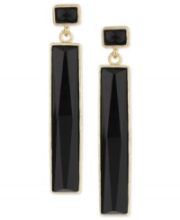 Shapely style from Haskell. These drop earrings feature a luxe black and gold combo with faceted acrylic beads and a golden setting. Crafted in gold tone mixed metal. Approximate drop: 2-1/5 inches. Shapely style from Haskell. These drop earrings feature a luxe black and gold combo with faceted acrylic beads and a golden setting. Crafted in gold tone mixed metal. Approximate drop: 2-1/5 inches.
