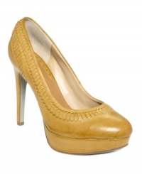 Beyond their traditional topstitched detailing, Max Studio's Adelle platform pumps feature a chic modern twist in the form of an almond-toe silhouette. Crafted in leather with a high covered heel, they're available in black and camel. Beyond their traditional topstitched detailing, Max Studio's Adelle platform pumps feature a chic modern twist in the form of an almond-toe silhouette. Crafted in leather with a high covered heel, they're available in black and camel.
