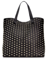 Big and bold, this spacious Steve Madden silhouette is this season's it-bag with attitude. Gleaming golden studs lend an urban rocker-chic edge, making it the coolest carryall for daily duties. Big and bold, this spacious Steve Madden silhouette is this season's it-bag with attitude. Gleaming golden studs lend an urban rocker-chic edge, making it the coolest carryall for daily duties.