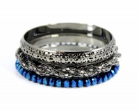 Style&co. Set of 3 Hematite Tone & Blue Beads Mesh Chain Bangle Bracelets Style&co. Set of 3 Hematite Tone & Blue Beads Mesh Chain Bangle Bracelets
