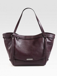 Beautiful pebbled leather with smooth leather accents and woven details, perfectly sized for all your essentials.Double shoulder straps, 8 dropMagnetic snap closureOne inside zip pocketFully lined10W X 12H X 6½DMade in Italy Beautiful pebbled leather with smooth leather accents and woven details, perfectly sized for all your essentials.Double shoulder straps, 8 dropMagnetic snap closureOne inside zip pocketFully lined10W X 12H X 6½DMade in Italy