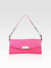 EXCLUSIVELY AT SAKS. From the 24:7 Collection. Croc-stamped patent leather in a sleek flap-front design.Detachable leather and chain shoulder strap, 6 dropFlap snap closureOne inside zip pocketSix credit card slotsFully lined9¼W X 4¾H X 1DMade in Italy EXCLUSIVELY AT SAKS. From the 24:7 Collection. Croc-stamped patent leather in a sleek flap-front design.Detachable leather and chain shoulder strap, 6 dropFlap snap closureOne inside zip pocketSix credit card slotsFully lined9¼W X 4¾H X 1DMade in Italy