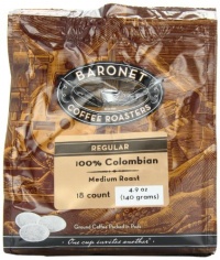 Baronet Coffee 100% Colombian Medium Roast (140 g), 18-Count Coffee Pods (Pack of 3) Baronet Coffee 100% Colombian Medium Roast (140 g), 18-Count Coffee Pods (Pack of 3)