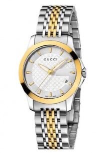 Gucci Women's YA126512 Gucci timeless Steel and Pink PVD Black Dial Watch Gucci Women's YA126512 Gucci timeless Steel and Pink PVD Black Dial Watch