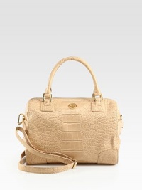 Luxurious crocodile embossed leather accented with a logo emblem; perfect for all your essentials.Double top handles, 5 dropDetachable adjustable shoulder strap, 11-23 dropTop zip closureTwo outside open pocketsOne inside zip pocketTwo inside open pocketsOne detachable mirrorCotton lining11½W X 7½H X 6DImported Luxurious crocodile embossed leather accented with a logo emblem; perfect for all your essentials.Double top handles, 5 dropDetachable adjustable shoulder strap, 11-23 dropTop zip closureTwo outside open pocketsOne inside zip pocketTwo inside open pocketsOne detachable mirrorCotton lining11½W X 7½H X 6DImported