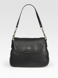 A chic foldover bag of rich cowhide leather is upgraded with a sleek chain shoulder strap. Leather and chain shoulder strap, 11 dropMagnetic flap with top zip closureOne inside zip pocketTwo inside open pocketsFully lined13W X 9½H X 5DImported A chic foldover bag of rich cowhide leather is upgraded with a sleek chain shoulder strap. Leather and chain shoulder strap, 11 dropMagnetic flap with top zip closureOne inside zip pocketTwo inside open pocketsFully lined13W X 9½H X 5DImported