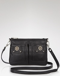 Two shiny turnlocks add gleaming glamour to this luxurious leather crossbody from MARC BY MARC JACOBS. Two shiny turnlocks add gleaming glamour to this luxurious leather crossbody from MARC BY MARC JACOBS.