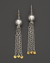 A fall of sterling silver chains, accented with gleaming 24K. yellow gold. By Gurhan. A fall of sterling silver chains, accented with gleaming 24K. yellow gold. By Gurhan.
