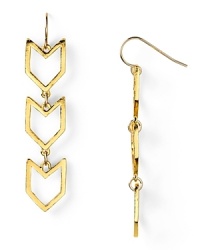 Preppy chevrons make a straight to the point statement on this pair of Gorjana drop earrings, finished in 18-karat gold plate. Preppy chevrons make a straight to the point statement on this pair of Gorjana drop earrings, finished in 18-karat gold plate.