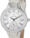 Philip Stein Women's 44D-FMOP-ZMW Round Diamond Mother-Of-Pearl White Metallic Lizard Strap Watch