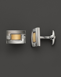 Dolan Bullock Stainless Steel and 18K Gold Cuff Link Set with Diamonds Dolan Bullock Stainless Steel and 18K Gold Cuff Link Set with Diamonds