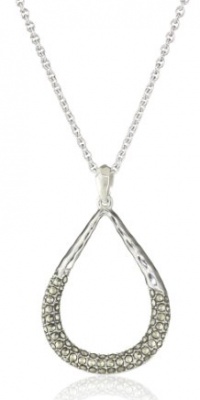 Judith Jack Silver SEA Sterling Silver and Marcasite Hammered Tear Drop Pendant Necklace Judith Jack Silver SEA Sterling Silver and Marcasite Hammered Tear Drop Pendant Necklace