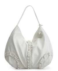 Sail the seas of fabulous style with the Smooth Sailing Shoulder Bag from Red by Marc Ecko. Femme ruffle detailing and shiny goldtone hardware will keep your look sleek and chic the whole day through. Sail the seas of fabulous style with the Smooth Sailing Shoulder Bag from Red by Marc Ecko. Femme ruffle detailing and shiny goldtone hardware will keep your look sleek and chic the whole day through.
