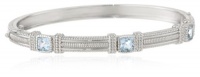 Judith Ripka Giftables 3 Cushion Stones Blue Topaz Bangle Bracelet Judith Ripka Giftables 3 Cushion Stones Blue Topaz Bangle Bracelet